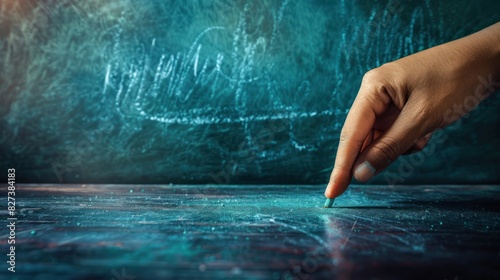 Hand of a school teacher erasing chalk
