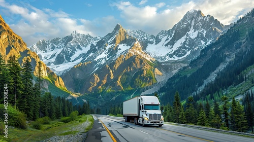 A truck navigating a mountainous road.