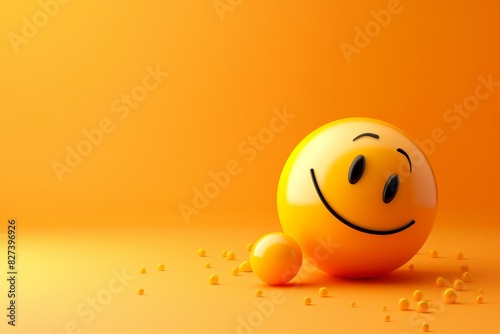 Smiling emoji - happy emoticon on yellow background. Beautiful simple AI generated image in 4K, unique.