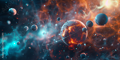 Space background long banner HD 8K wallpaper Stock Photographic Image