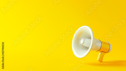 黄色の背景の拡声器