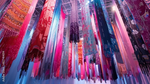 Textile art installations cascade from the expo ceilings, creating a breathtaking and captivating visual experience.