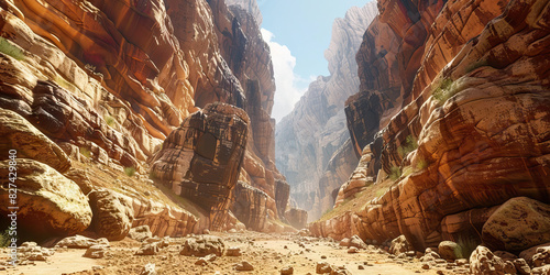 Lonely Canyon: A deep canyon with no hikers or tourists, highlighting the rugged beauty and isolation of natural formations