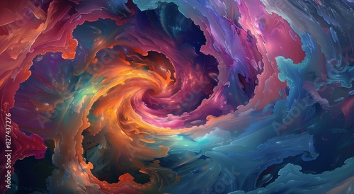 Swirling Vortex of Colors in Abstract Acrylic Digital Painting.