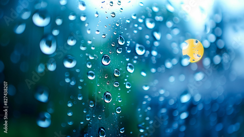 Closeup of raindrops on a windowpane