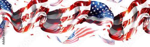 American flag flyer isolated on white transparent National holiday United states america ribbon flag vector element with white background