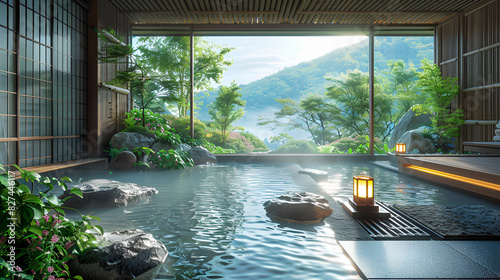 Serene Japanese Onsen in Natural Tranquility