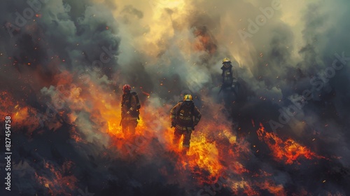 Smoke-Enshrouded Firefighter Background. 4K HD Wallpaper Depicting Firefighting Scene.