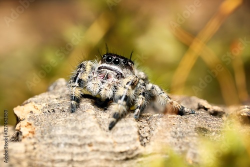 Phidippus bidentatus Maya jumping spider USA, Mexico, jump spider. bidentatus Maya spiders, animal arachnid group of spiders that constitute the family jumping web spider.