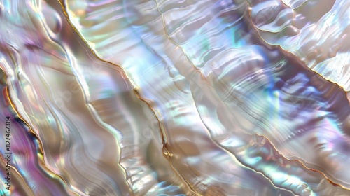 Iridescent Mother-of-Pearl Texture, Detailed Shiny Abalone Shell Surface for Design, Print, Card, Poster