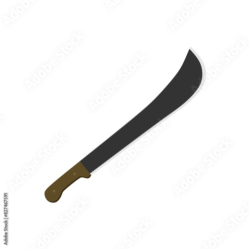 panga machete flat design vector illustration isolated on white background. Military hunting knives, Combat weapon blades. Trapper sword and hunter knife blades. Protection concept. Warrior blades