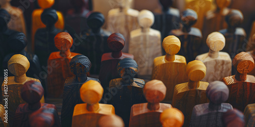 Cultural Diversity Crowd A group of wooden figures 
