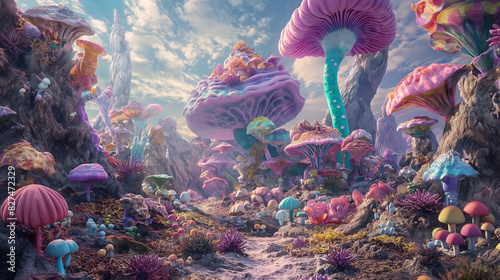 3. **Fantasy Wonderland**: Feature an enchanting 3D artwork depicting a whimsical fantasy world filled with colorful creatures and magical landscapes, leaving space for a caption that invites viewers
