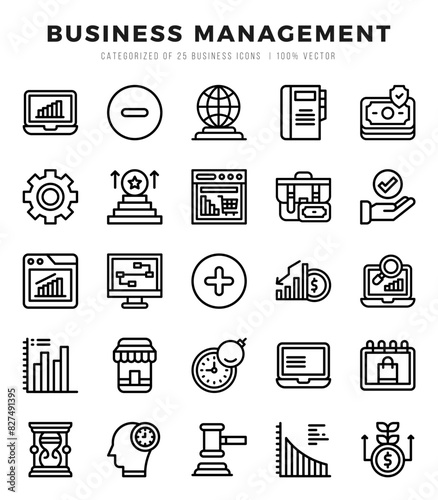 Business Management elements. Lineal web icon set. Simple vector illustration.