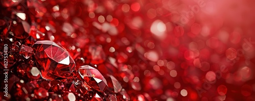 Glistening red gemstones with a blurred background.