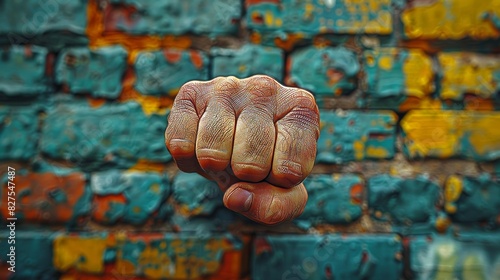 'Courageous Determination' depicts the spirit of brave determination and perseverance as the fist pushes through the wall without letting challenges stand in its way 4K.