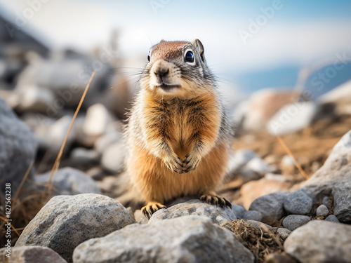 Spot a ground squirrel amidst the rugged rocks of Lake Tahoe's landscape