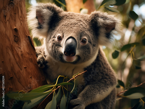 Serene image of a koala amidst the eucalyptus trees of Australia