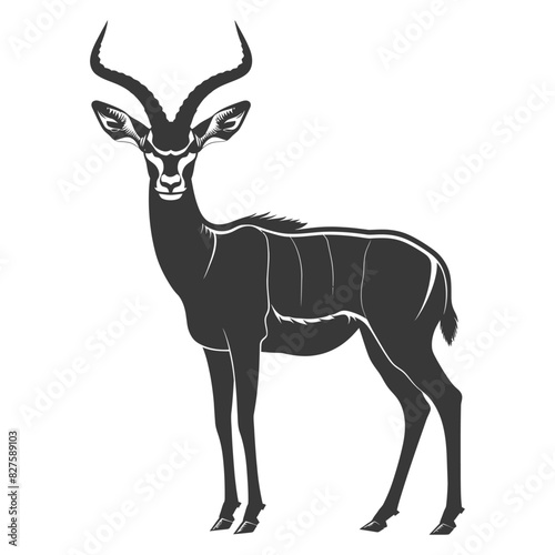 Silhouette impala animal full body black color only