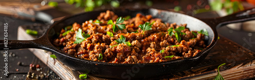 Mouthwatering Pakistani Minced Meat Delight with Fresh Mint and Tomato Garnish on a Rustic Wooden Table Background - A Perfect Eid ul Adha Special!