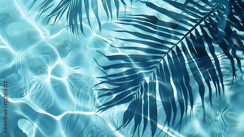 Tranquil Tropical Leaf Shadow on Transparent Water Surface