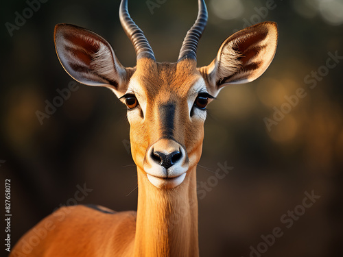 Detailed view of common impala looking at camera