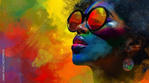 african american female drag queen at summer pride festival digital painting