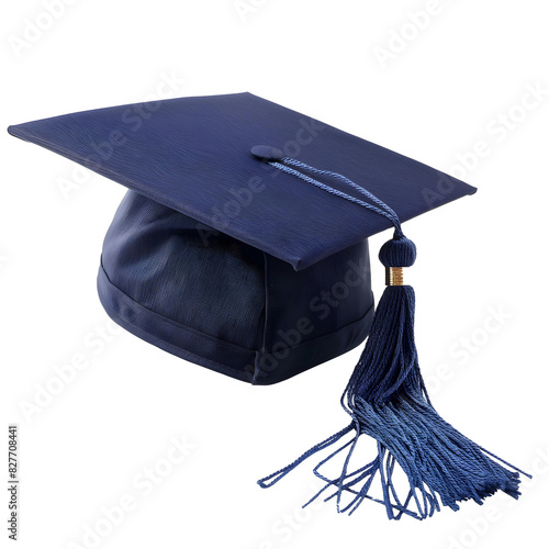 Blue College graduation cap isolated on transparent or white background,