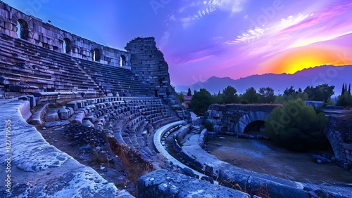 Aspendos Colosseum in Antalya Turkey a wellpreserved ancient Roman amphitheater. Concept Ancient Architecture, Travel Destinations, Historical Landmarks, Antalya Tourism, Roman Ruins