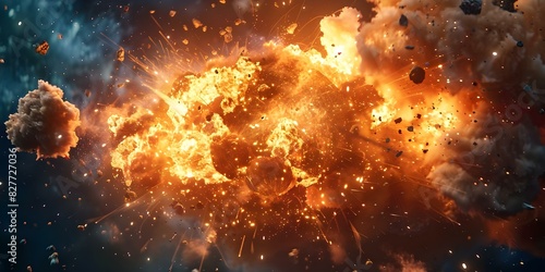 Harnessing Explosive Force: Creating a Powerful Burst of Earth and Debris in Motion. Concept Special Effects, Cinematic Action, Explosive Photography, Debris Motion Capture, Dynamic Visuals