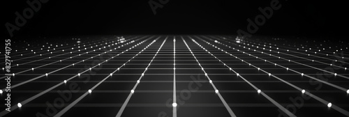Futuristic Grid of Glowing Dots in Dark Space Abstract Digital Technology Background