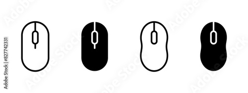 Rounded computer mouse icon. Click button symbol. Scroll sign isolated illustration.