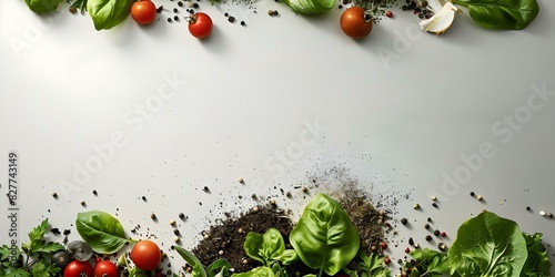 Promoting Biodegradable Kitchen Waste Composting with Food Waste Compost Frame on White Background. Concept Eco-Friendly Kitchen, Food Waste DIY, Composting Benefits, Green Living Ideas