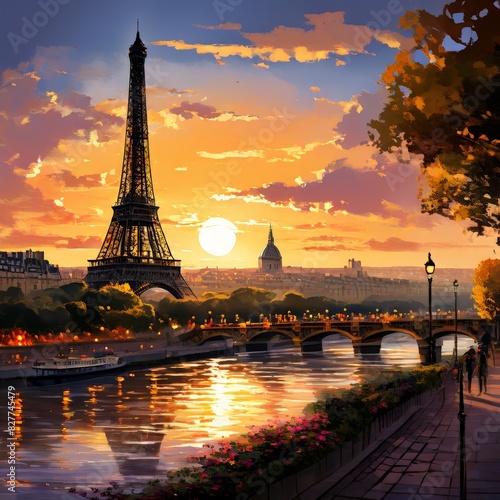 eiffel tower dominating parisian skyline, generative ai