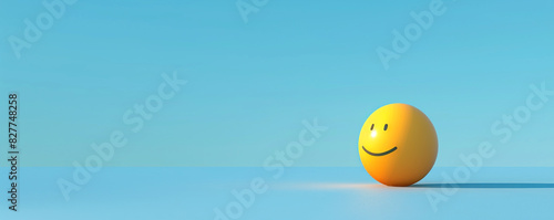 A minimalist 3D of a single yellow accepting emoji on a solid sky blue background.