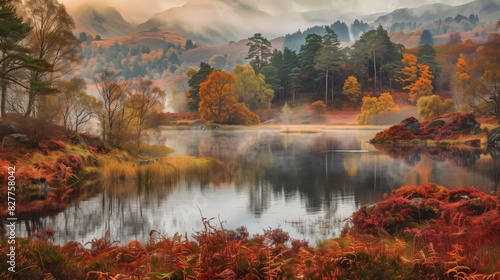 "Enchanting Autumn Scene at Tarn Hows, Lake District UK"