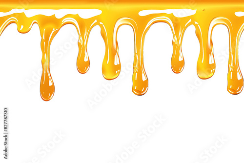 honey melting down isolated on transparent background, honey drip effect, generative ai