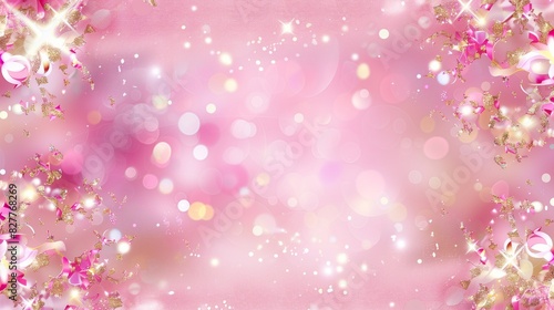 arty princess background Pink border confetti glitter birthday girl glistering baby girlie sparkle light invitation invite pattern happy s'