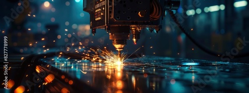 Laser welding machine, sparks flying from the laser head