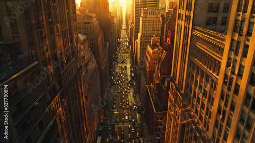 Top View of Skyscrapers in Golden Glow