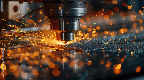 Precision CNC Machining with Intense Sparks and Metal Shavings