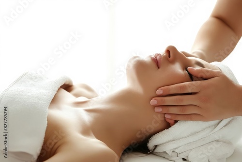 A woman receiving a facial massage in a spa.