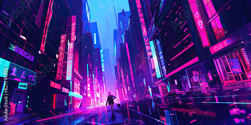 In a neon-lit cyberpunk city, a lone wolf hacker expertly navigates the dark web, leaving a trail of digital breadcrumbs in their wake