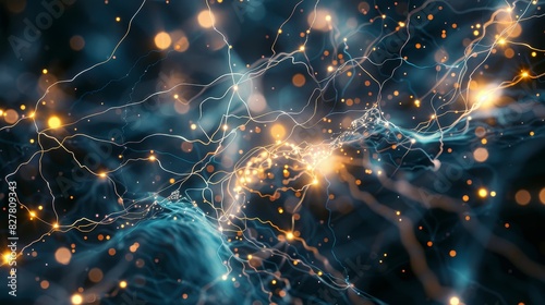 Intricate network of brain cells interconnected by glowing synapses, visualizing the complexity of the human brain
