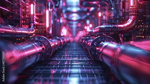 energy infrastructure, wide shot of interconnected systems, sleek and modern design, capturing the essence of advanced technology, sci-fi style