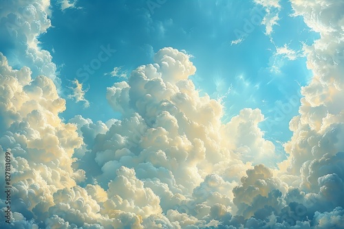 Beautiful white clouds in the blue sky, beautiful nature background. cloudy sky with copy space for text or design. white fluffy clouds on a sunny day. background of white clouds. close-up shot