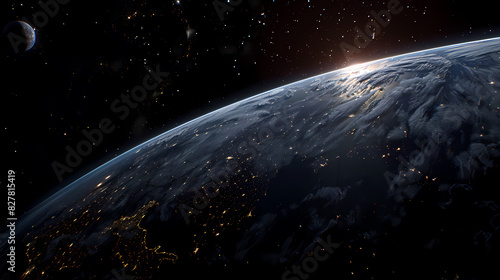Wide angle shot of Earth from space