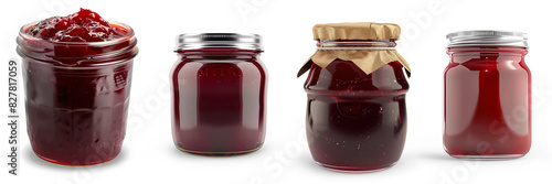 Strawberry jam jar isolated on a transparent background