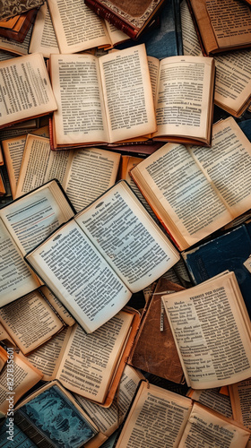 Open Books Literature Background Closeup Overhead Shot Perfect for Reading Lovers and Literary Enthusiasts