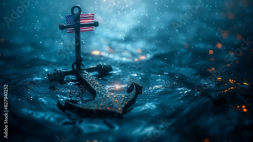 an US flag and anchor
